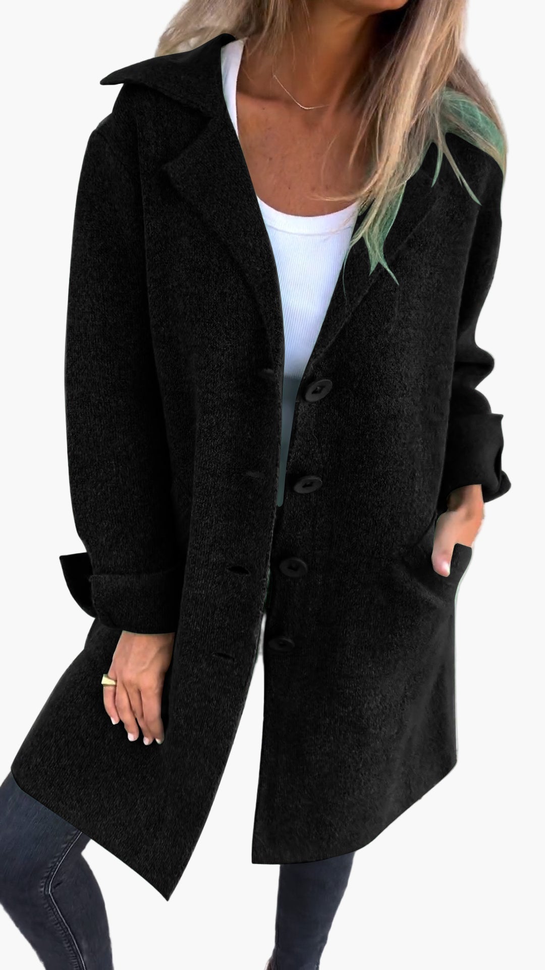 Longue veste femme élégante noir bureau