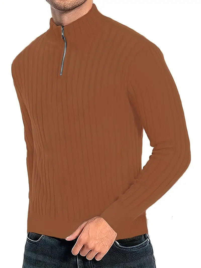 Pull col roulé homme moderne demi-zip