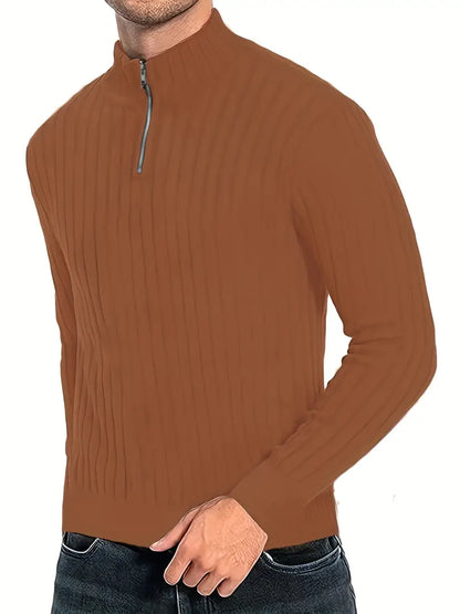 Pull col roulé homme moderne demi-zip