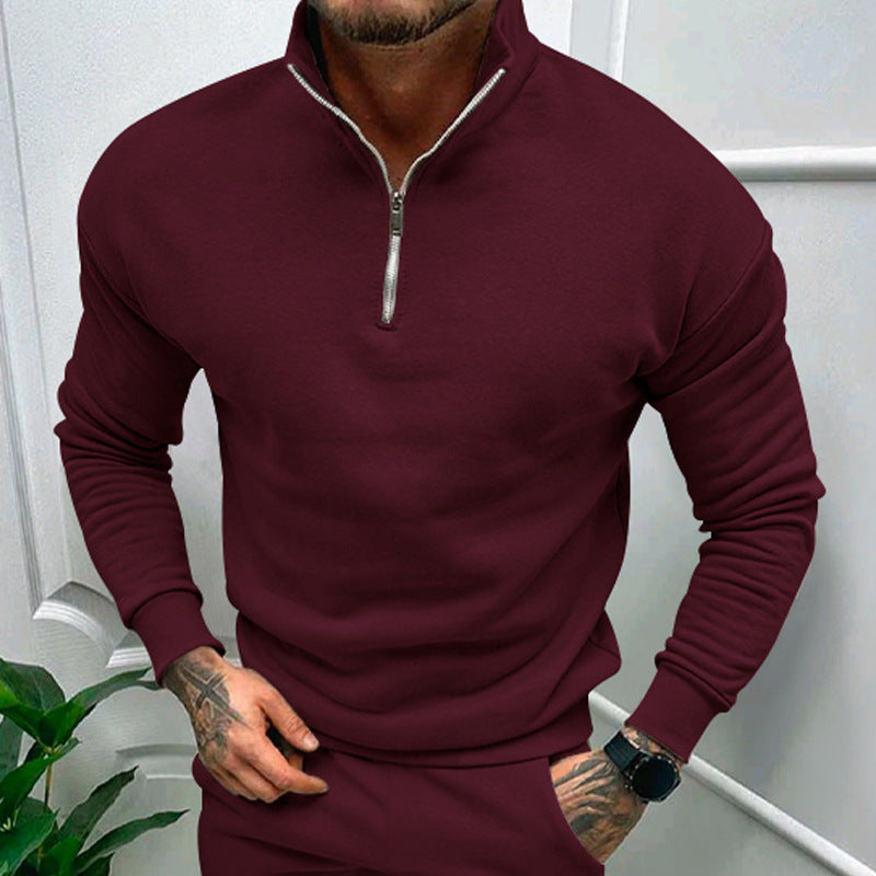 Pulls élégants pour homme, col montant, demi-zip