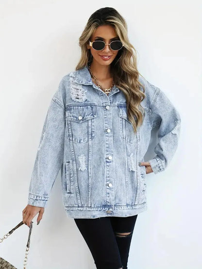 Modische Damenjacke Oversized Jeans - IdealeKleiden