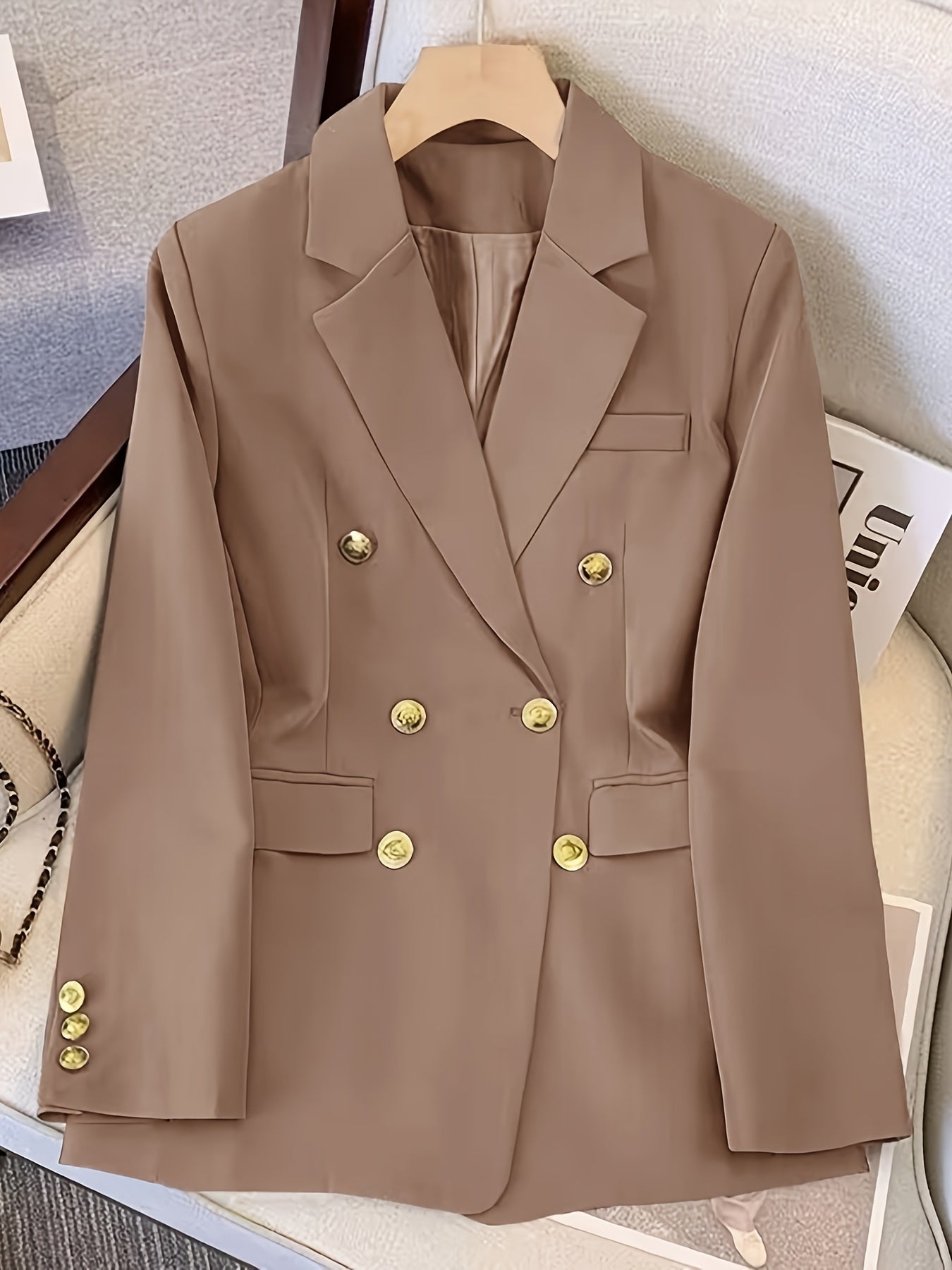Blazer élégant pour femme Coupe ajustée Boutons dorés