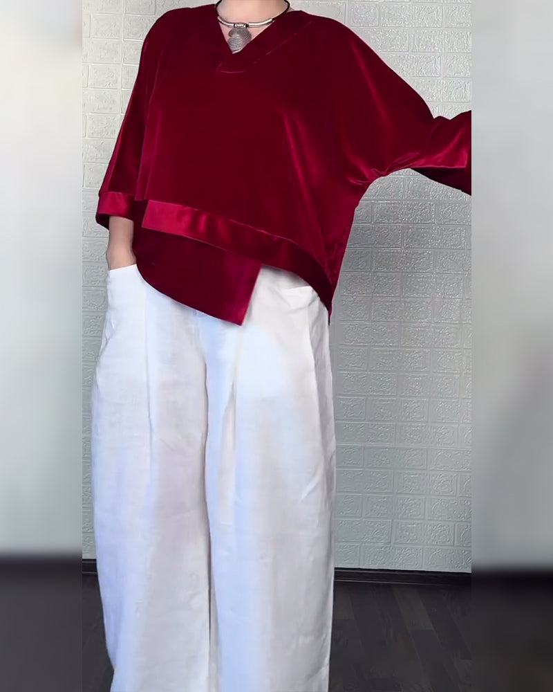 Robe élégante décolleté en V asymétrique