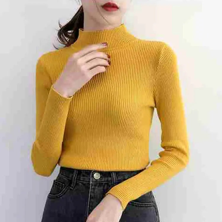 Pull doux côtelé en laine pour femme