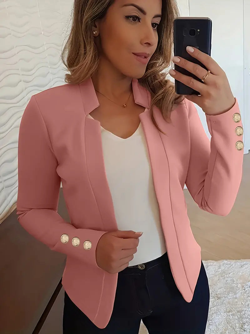 Blazer long à manches longues pour femmes, style ouvert, printemps