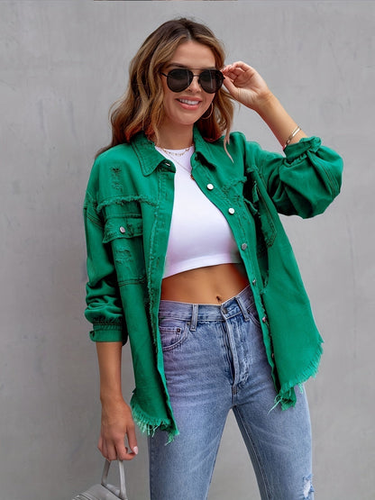 Veste en jean déchirée style oversize