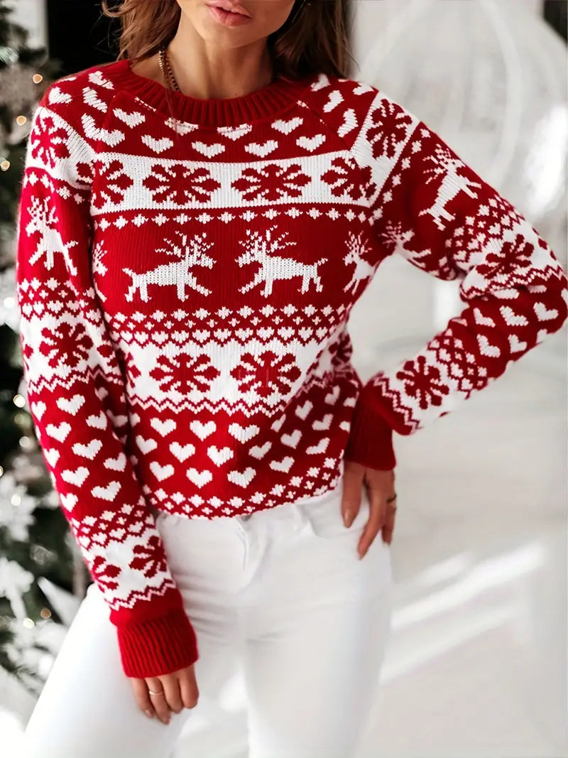 Pull de Noël Élégant Festif Rouge