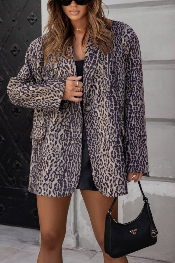 Veste Femme Élégante Beige Noir Tendance