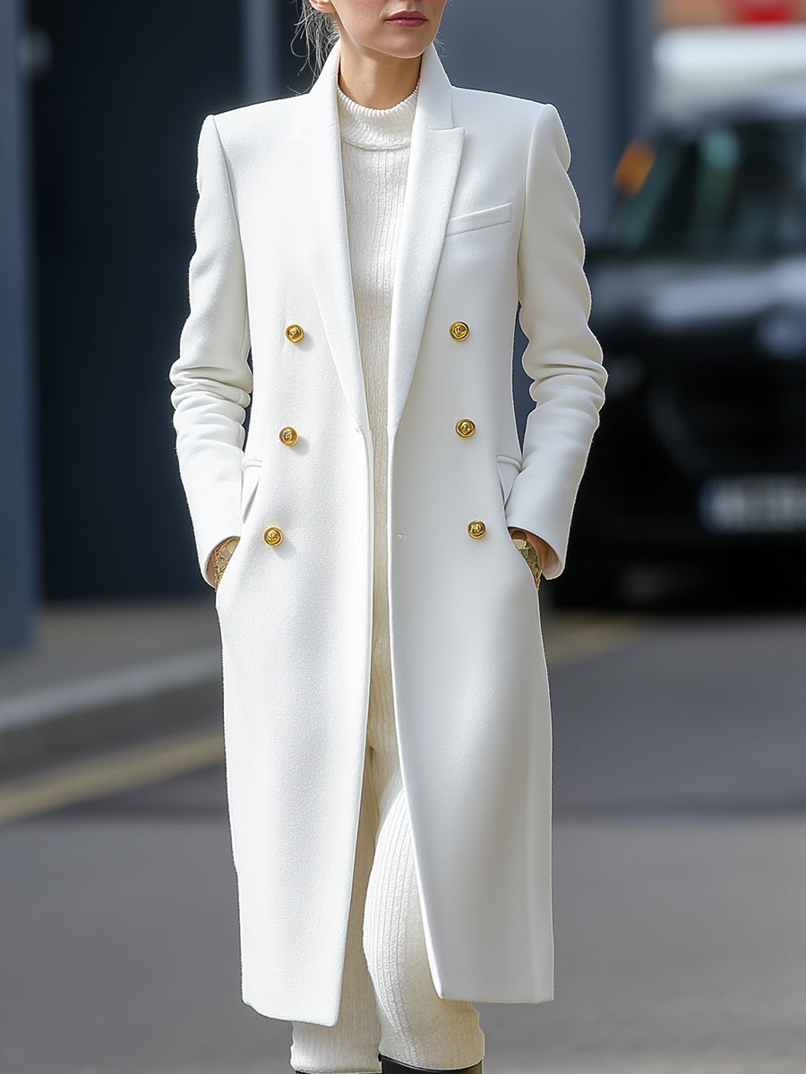 Blazer long élégant pour femme, manteau d'hiver blanc