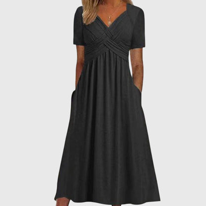 Robe longue pour femme à col en V, robe d'été