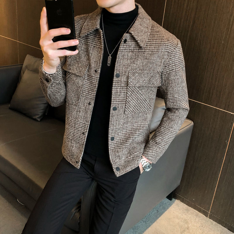 Chemise-veste à carreaux moderne pour homme