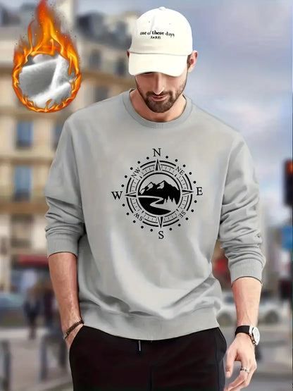 Pull-over homme motif boussole tendance