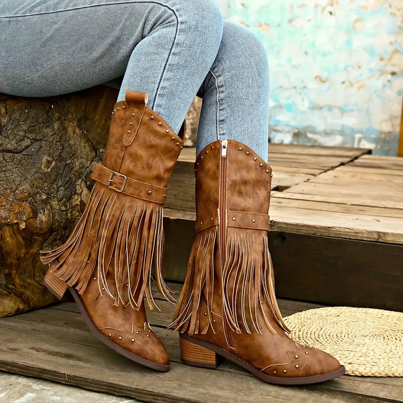 Bottes western femme aspect vintage gland