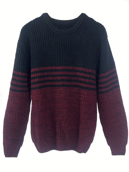 Pull rayé tendance col rond