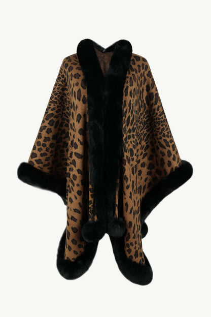 Poncho élégant motif léopard grande taille