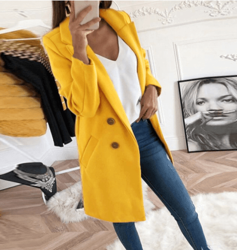 Manteau de laine double boutonnage élégant pour femme