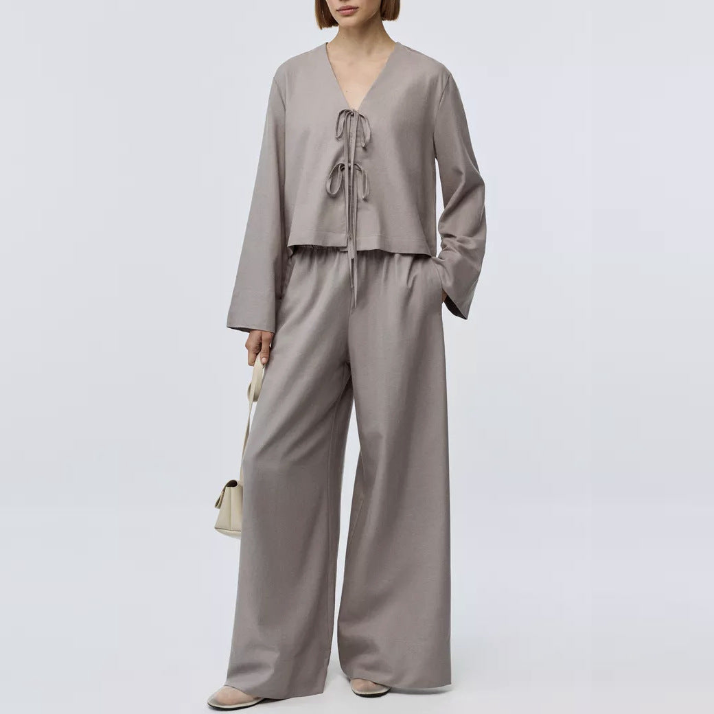 Kleid Set: Hose & Oberteil mit Binde-details - IdealeKleiden