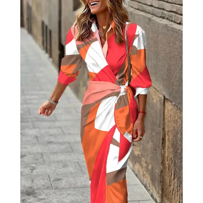Robe femme élégante style portefeuille mi-longue