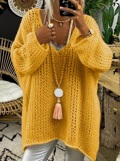 Pull tricoté d'automne en V pour femmes