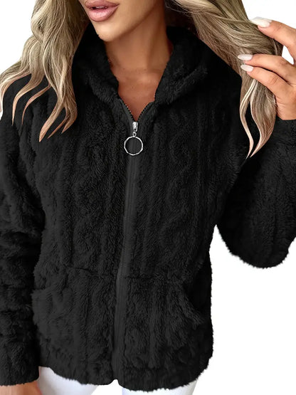 Pull classique à manches longues avec capuche et fermeture éclair