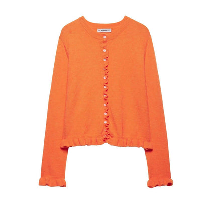 Cardigan élégant pour femme avec volants et boutons