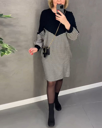 Robe moderne à carreaux avec blocs de couleur