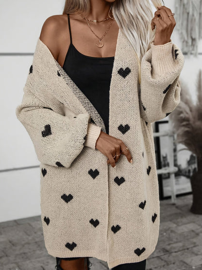 Gilet en maille souple à motif cœur pour femme