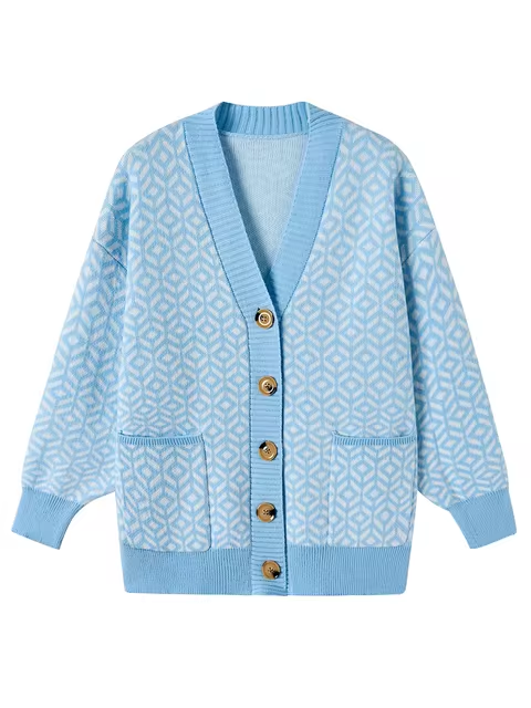 Gilet en maille stylé Motif géométrique Boutons