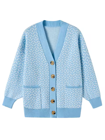 Gilet en maille stylé Motif géométrique Boutons