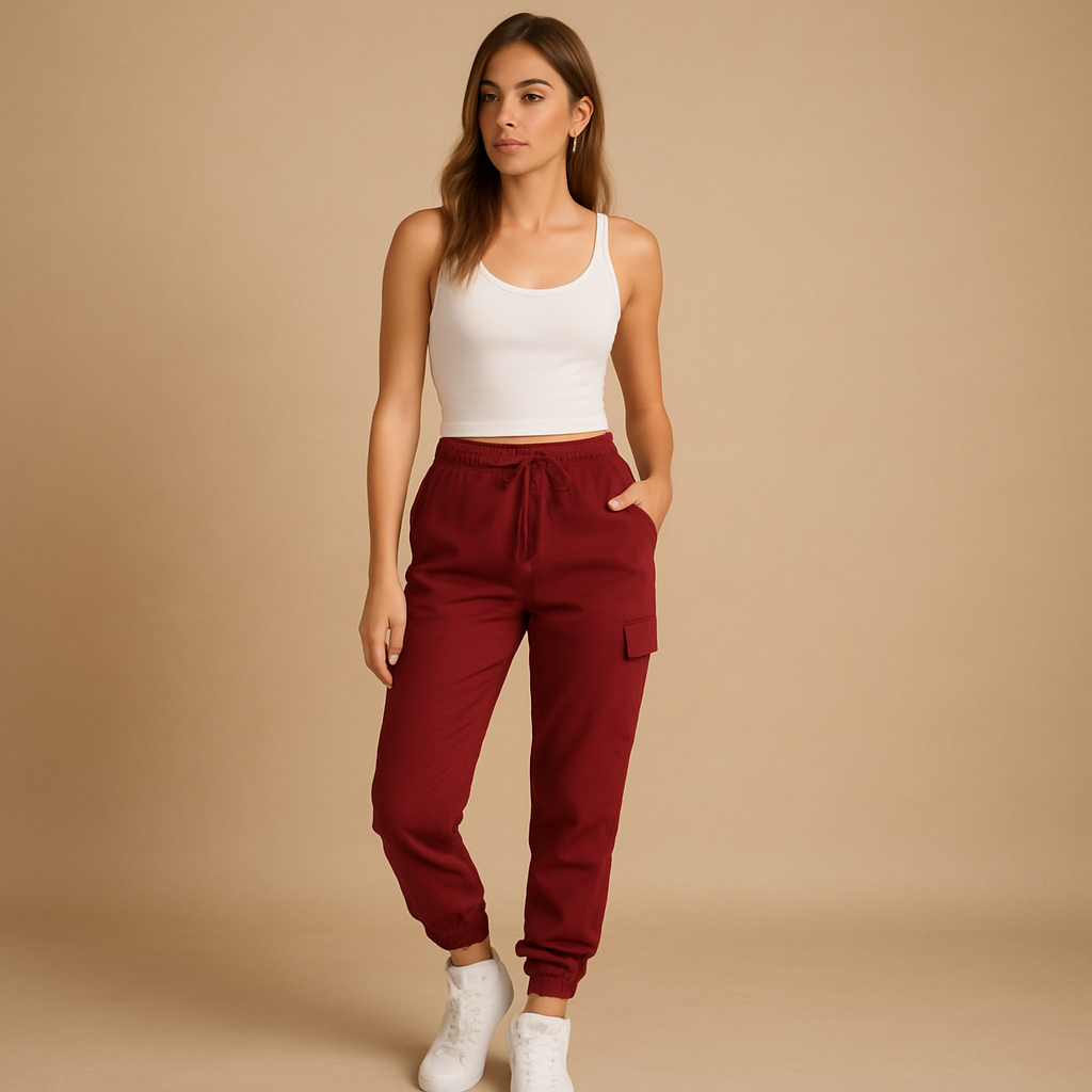 Pantalon cargo taille haute confortable pour femmes