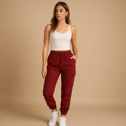 Pantalon cargo taille haute confortable pour femmes