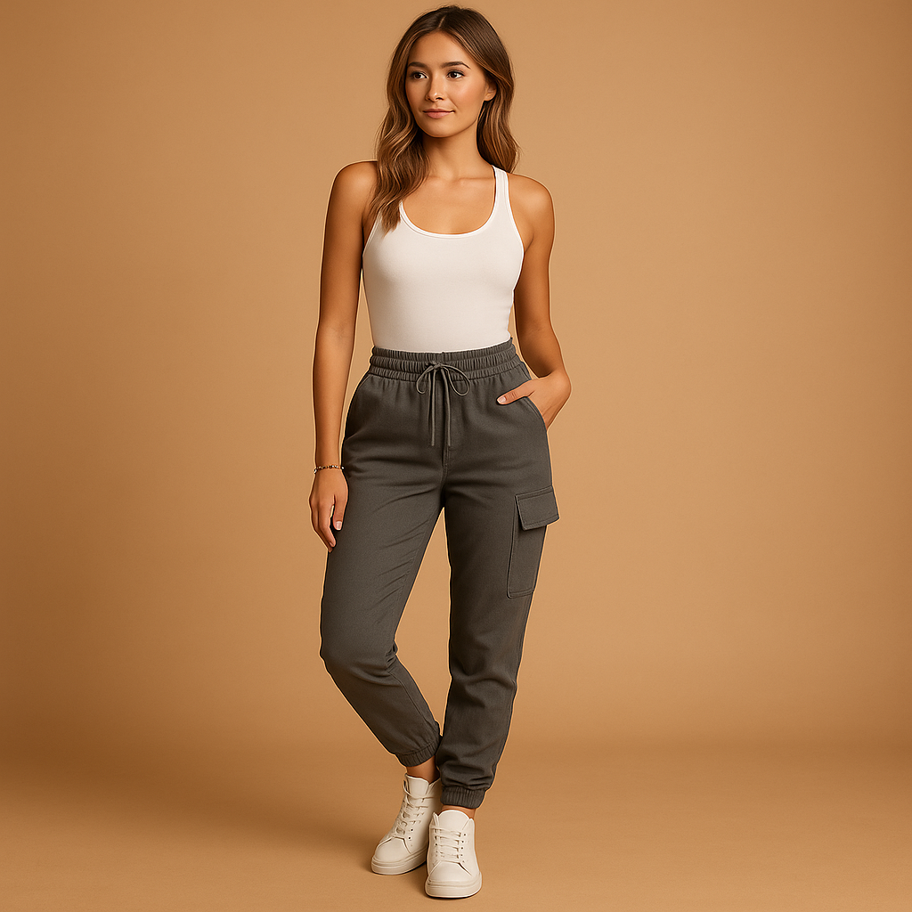 Pantalon cargo taille haute confortable pour femmes