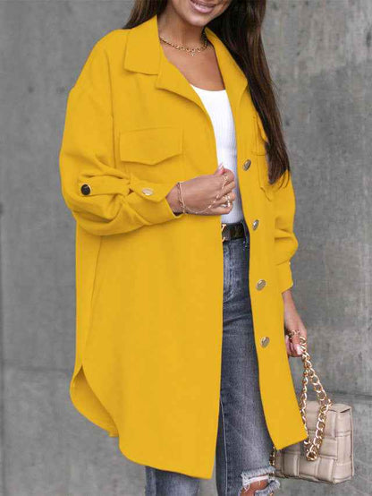 Longue veste moderne pour femme avec col en laine