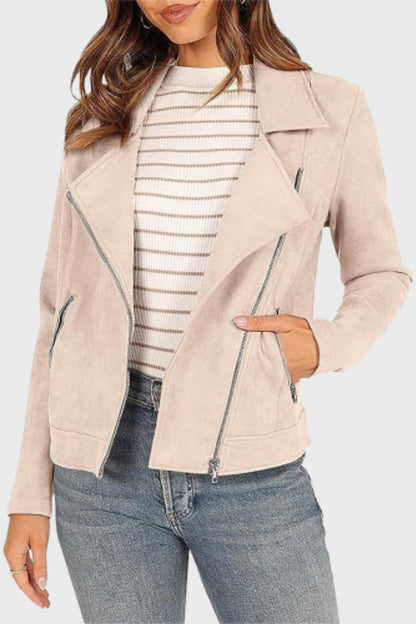 Veste en cuir femme style motard courte