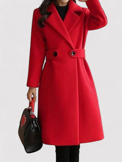 Manteau d'hiver chaud pour femme en laine avec ceinture