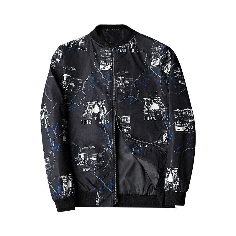 Bomber blouson stylé pour homme - Motif abstrait