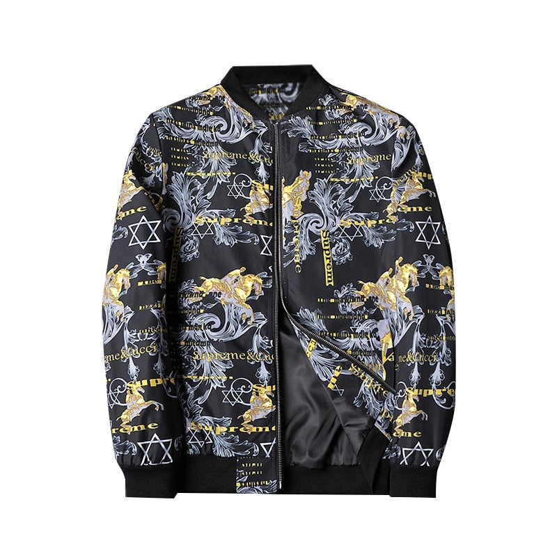 Bomber blouson stylé pour homme - Motif abstrait