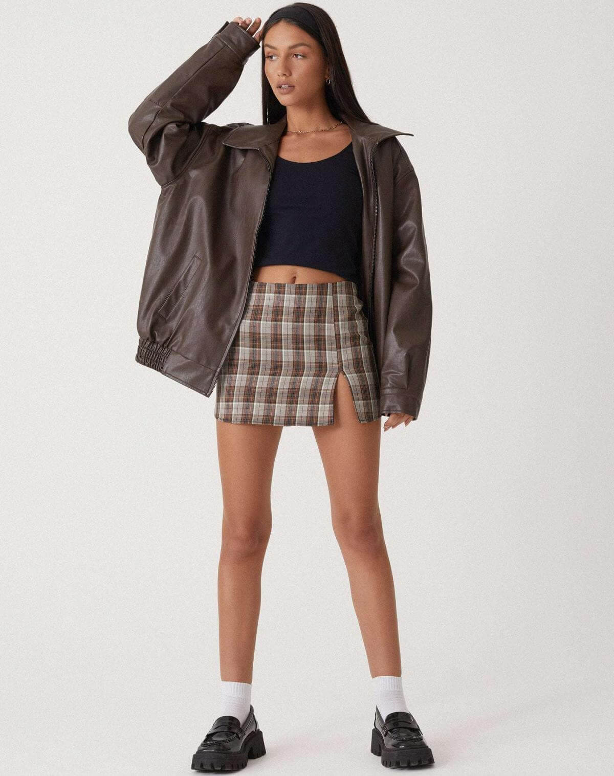 Große Damen Lederjacke Oversized Style - IdealeKleiden