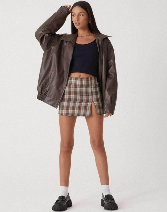 Große Damen Lederjacke Oversized Style - IdealeKleiden