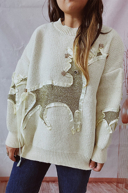 Pull de Noël col rond manches longues