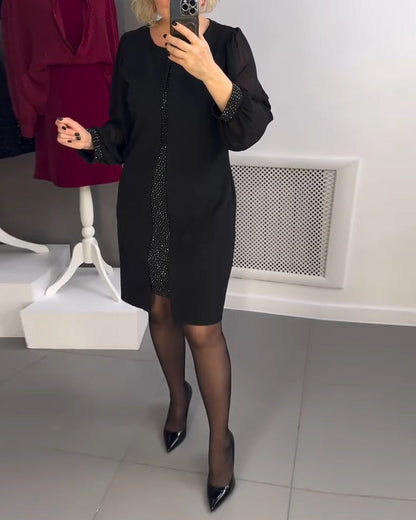 Robe élégante col rond motif diamant