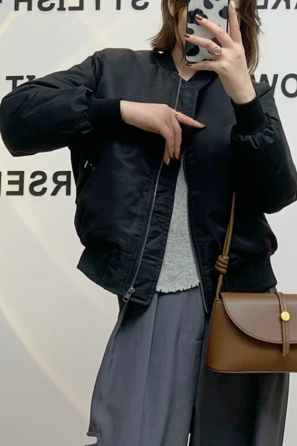 Blouson d'aviateur stylé Col montant épais Sportif