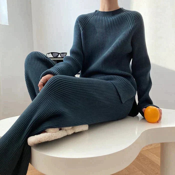 Écharpe Femme Pull Tricoté avec Pantalon Large