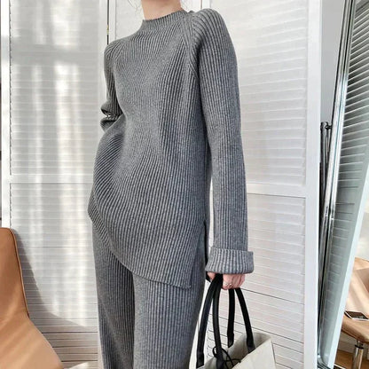 Écharpe Femme Pull Tricoté avec Pantalon Large
