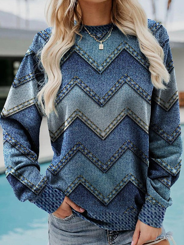 Pull élégant Motif géométrique Col rond