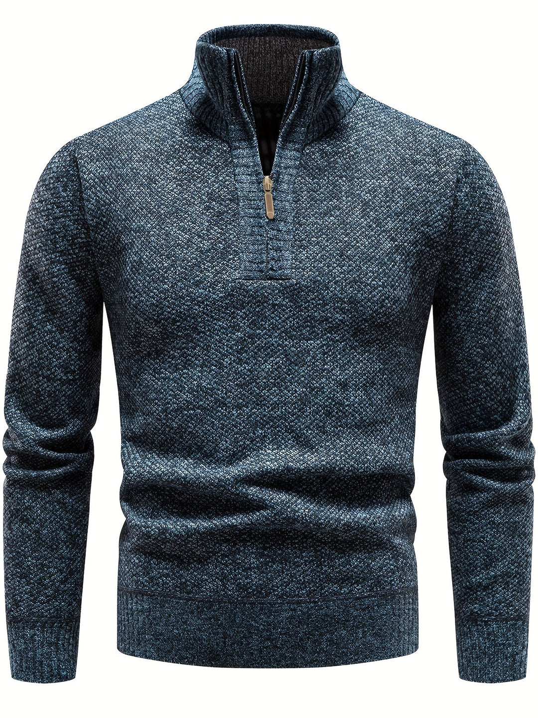 Herren Strickpullover Hochkragen Viertelzipper - IdealeKleiden