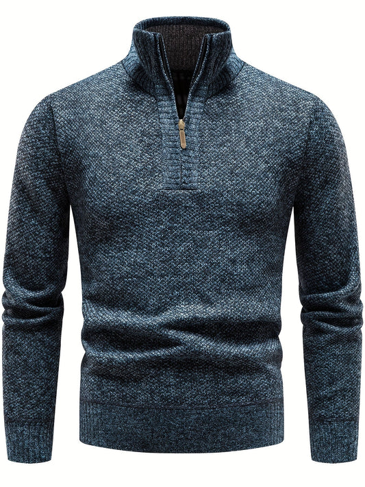 Herren Strickpullover Hochkragen Viertelzipper - IdealeKleiden