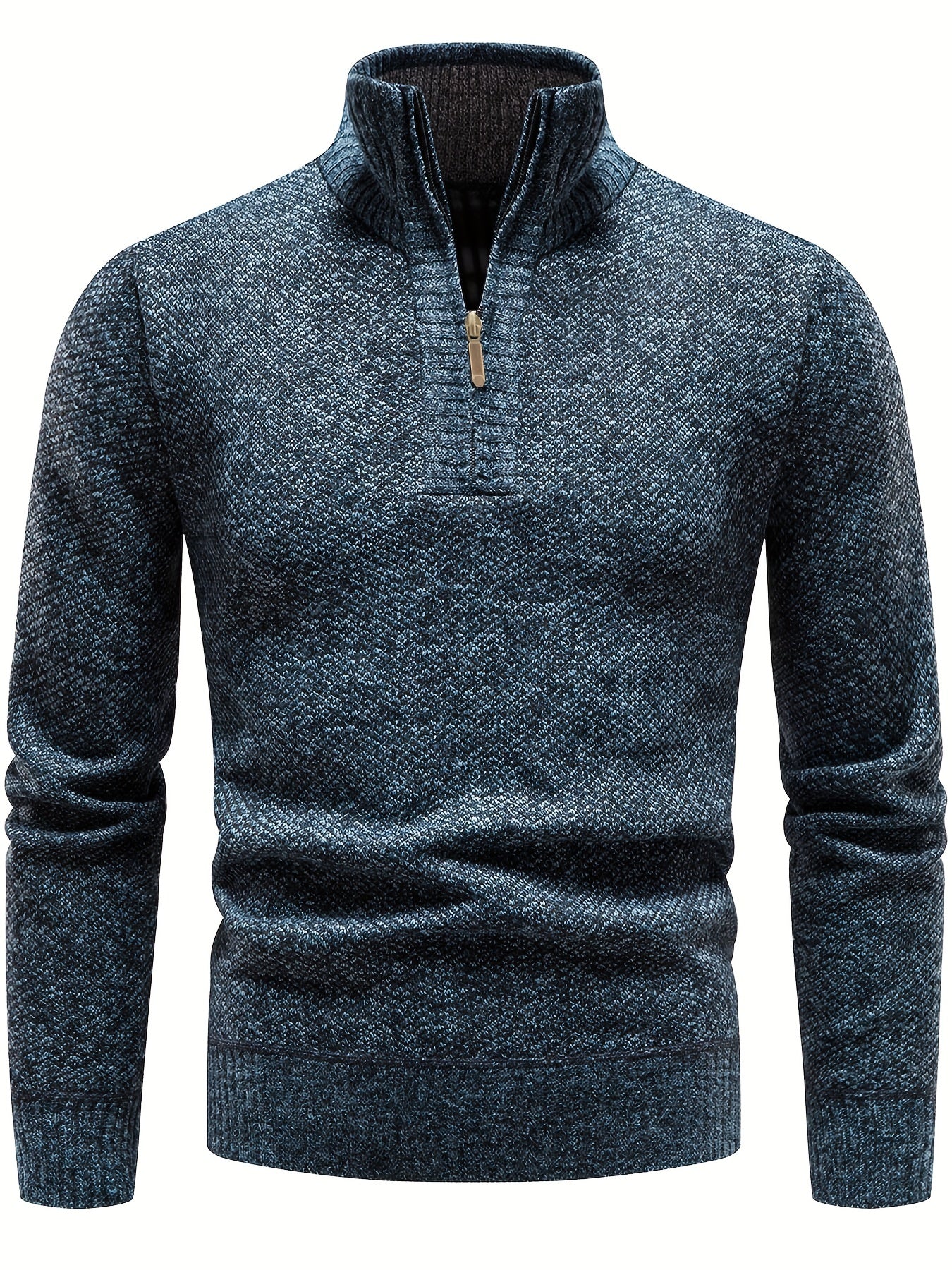 Pull thermique pour hommes, confortable, demi-zip
