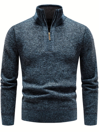 Pull thermique pour hommes, confortable, demi-zip