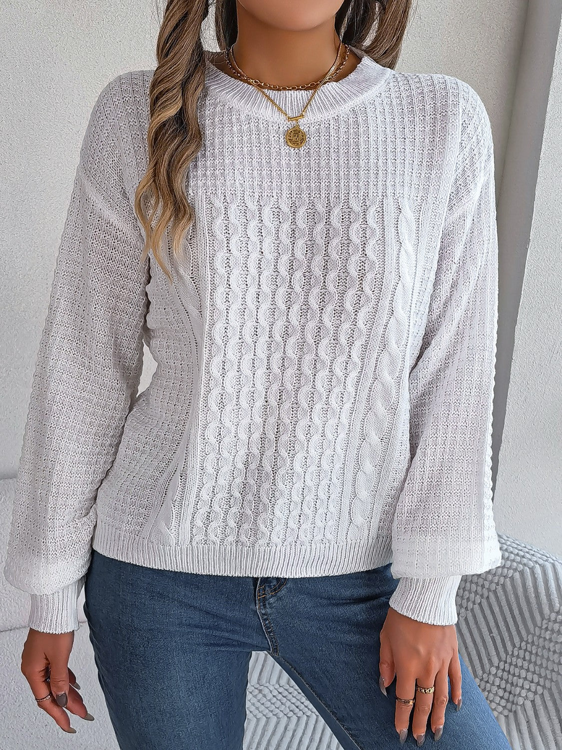 Pull doux à col rond pour femme